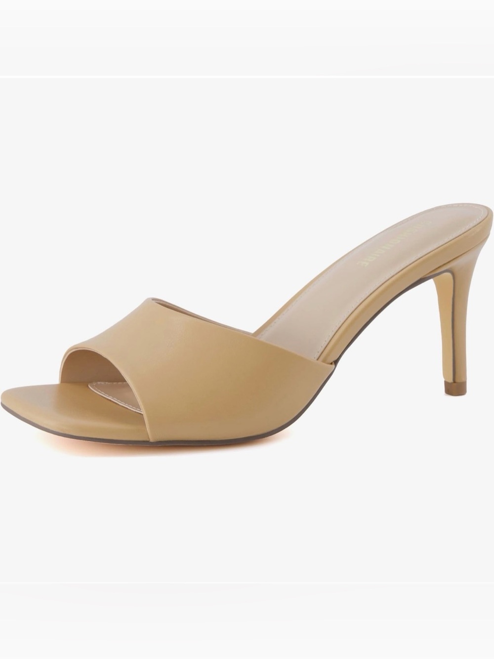 CUSHIONAIRE Evie Kitten Heel Sandal Nude Slip On 3”